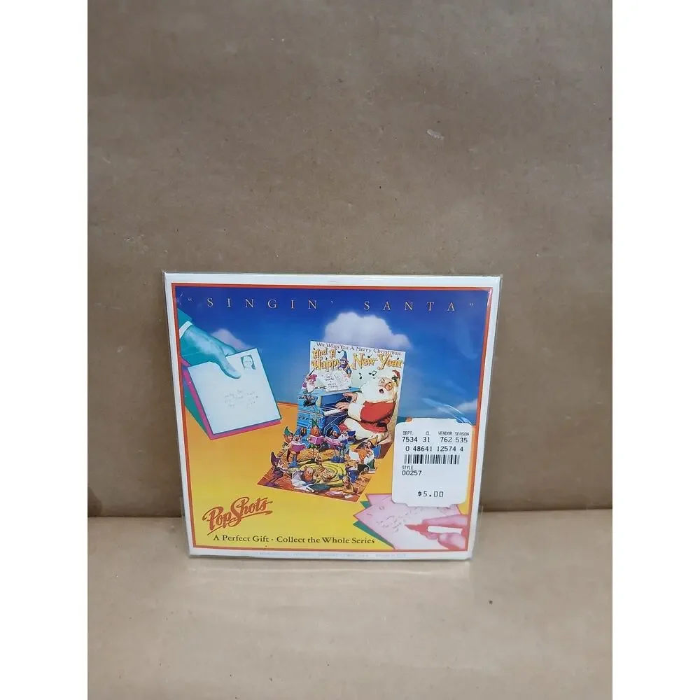 Vintage PopShots Singin' Santa Pop-Up Christmas Card Holiday Greeting